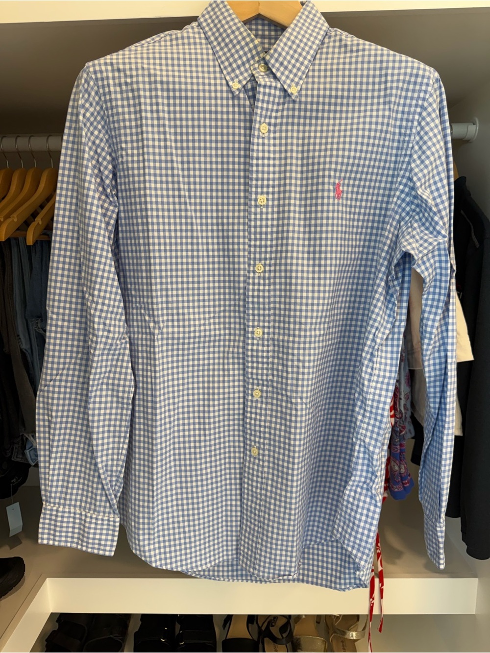 Ralph Lauren Light Blue Gingham Button-Down Shirt